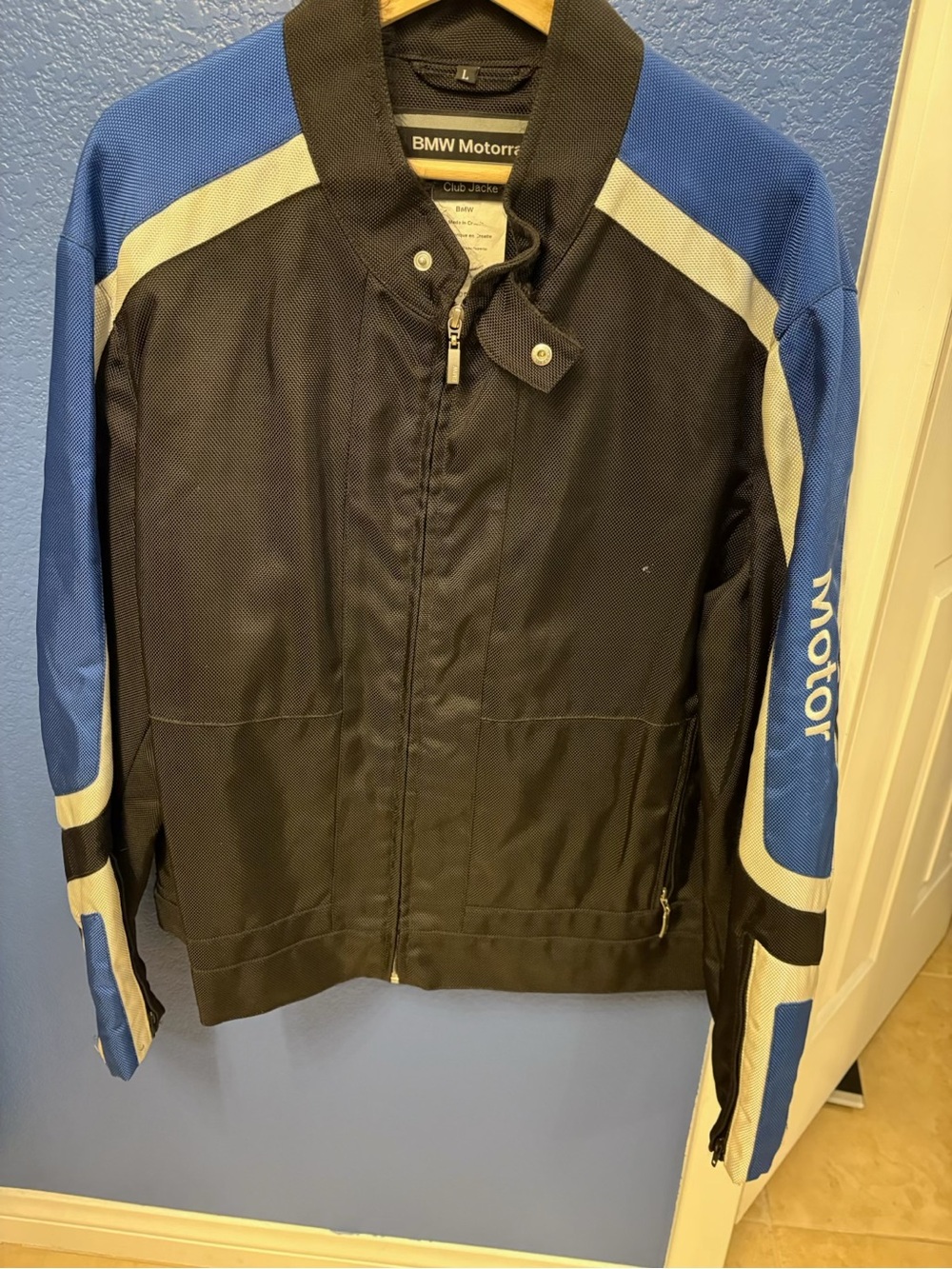 BMW Black, Blue and White Men's Performance Motorcycle Jacket